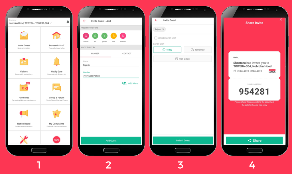 NoBrokerHood Invite Guest App for Residents